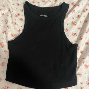 Black Crew Neck Sleeveless Tank Top